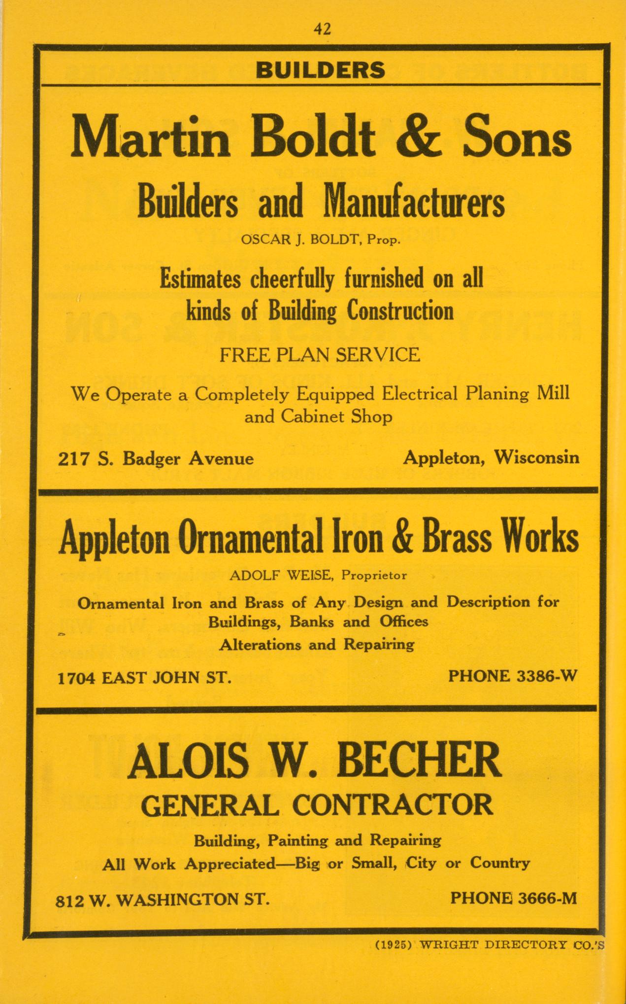 Wright's Appleton city directory 1925. Containing an alphabetically