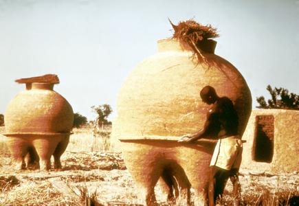 Rounded Granary of Packed Earth Construction in Savannah Region of Northern Ghana