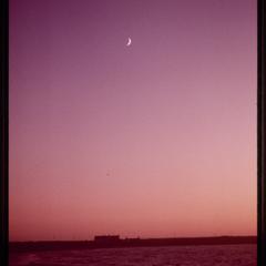 Sunset with crescent moon, the Isle of Tiree