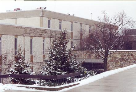 Outside view of the library in winter