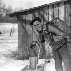 Carl Leopold skiing at the shack