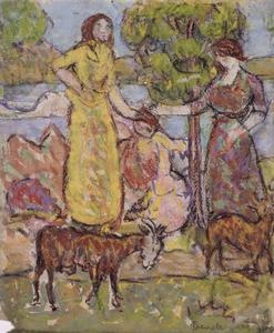 Three Figures with Two Goats