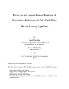 Phenotypic and Genome-Enabled Prediction of Reproductive Performance in Dairy Cattle Using Machine Learning Algorithms