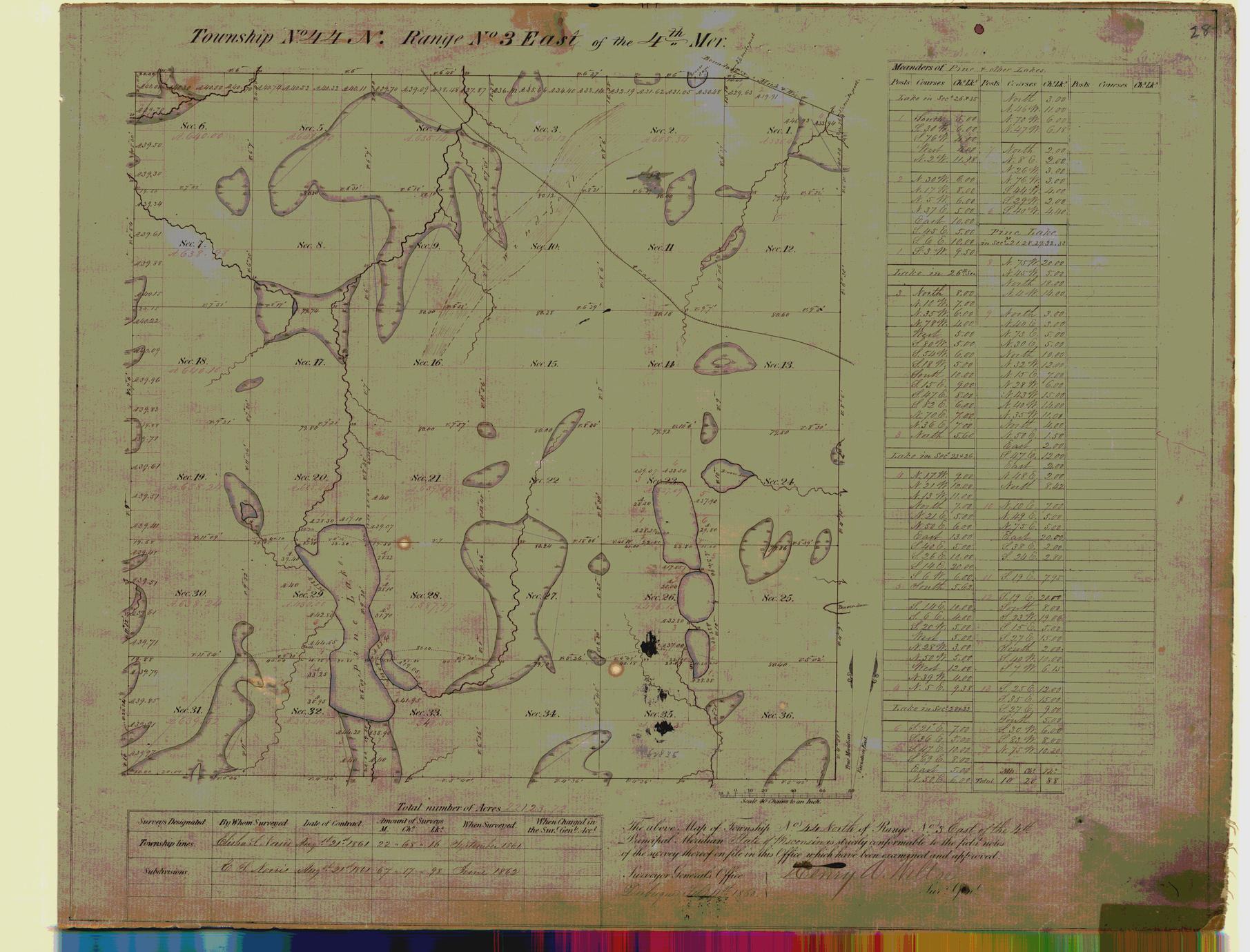 [Public Land Survey System map: Wisconsin Township 44 North, Range 03 East]