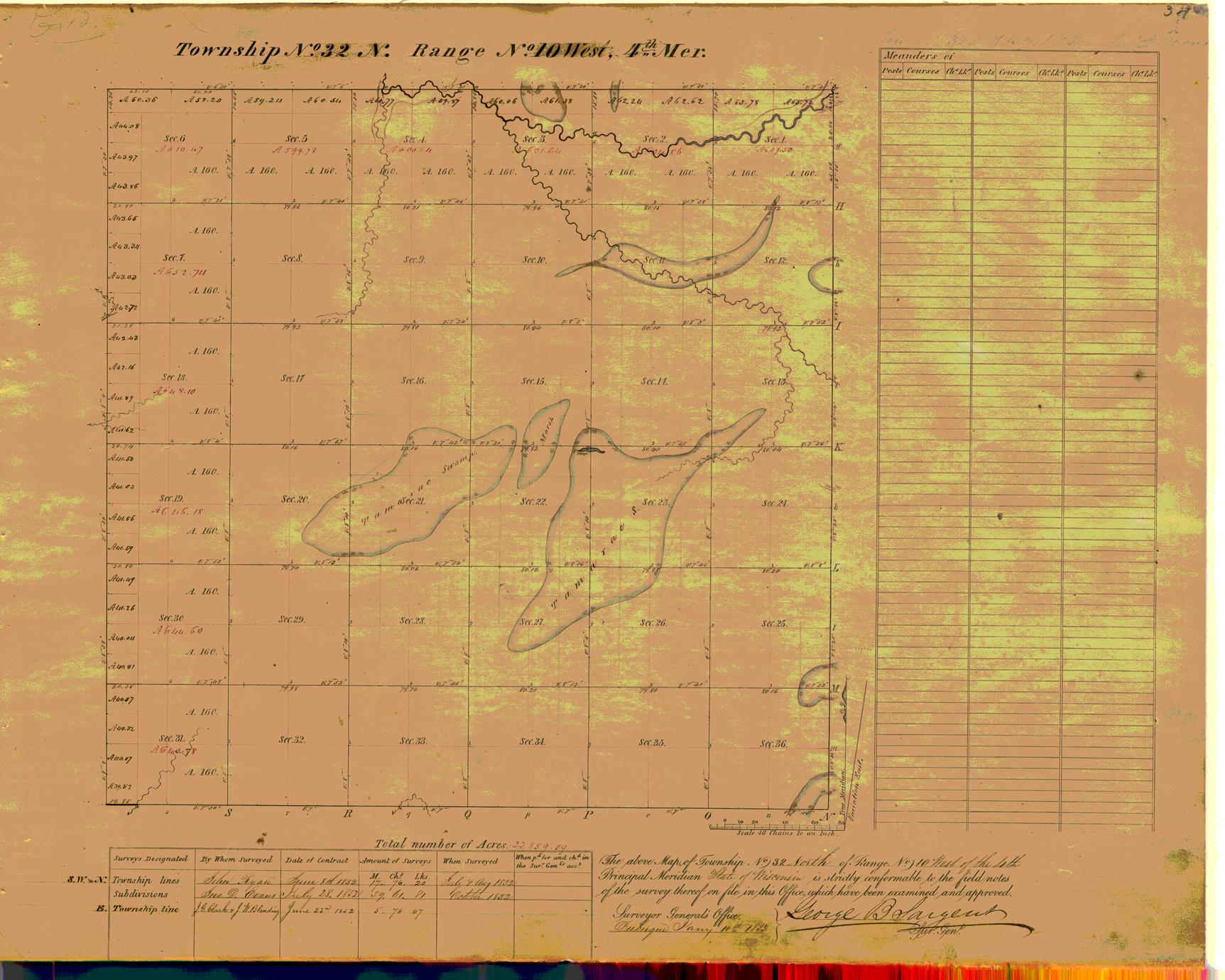 [Public Land Survey System map: Wisconsin Township 32 North, Range 10 West]