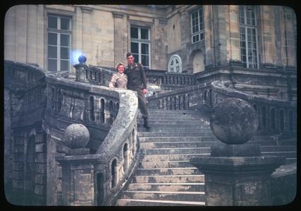 Warren Pease on the steps at Fontainebleau