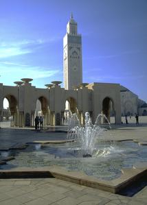 Fountain and Hassan II Mosque in Casablanca Completed in 1993