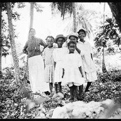 Teacher and pupils near Ocho Rio, Jamaica