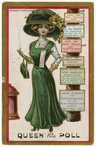 Queen of the poll, Suffragette Series no. 9 postcard