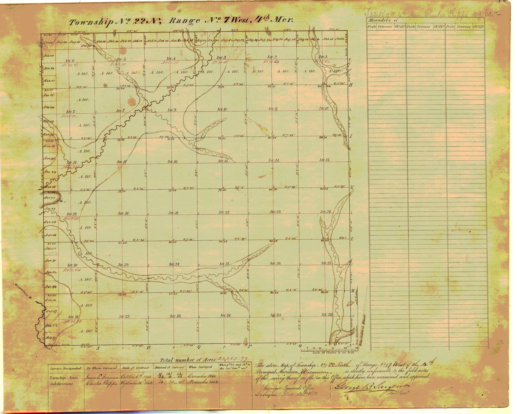 [Public Land Survey System map: Wisconsin Township 22 North, Range 07 West]
