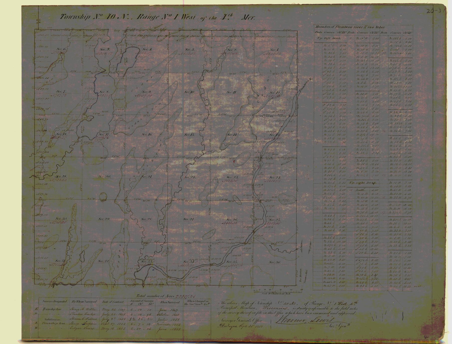 [Public Land Survey System map: Wisconsin Township 40 North, Range 01 West]