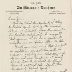 Letter from John Check, September 1988