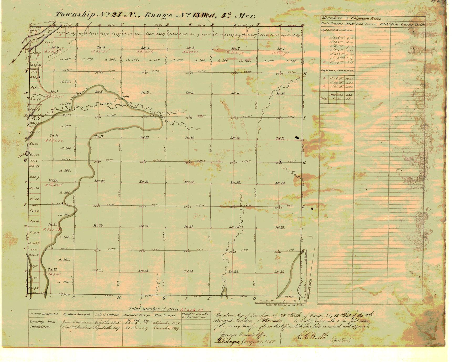 [Public Land Survey System map: Wisconsin Township 24 North, Range 13 West]