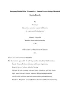 Designing Health IT for Teamwork: A Human Factors Study of Hospital Bedside Rounds