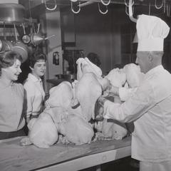 Turkeys in meat shop