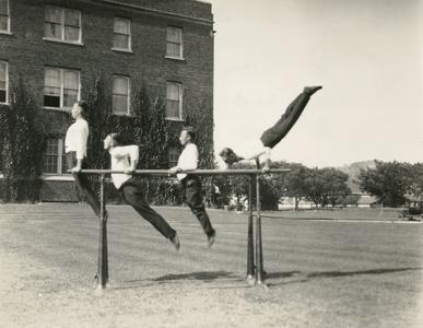 Men's gymnastics tumbling stunt