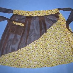 Yellow and brown organdy apron