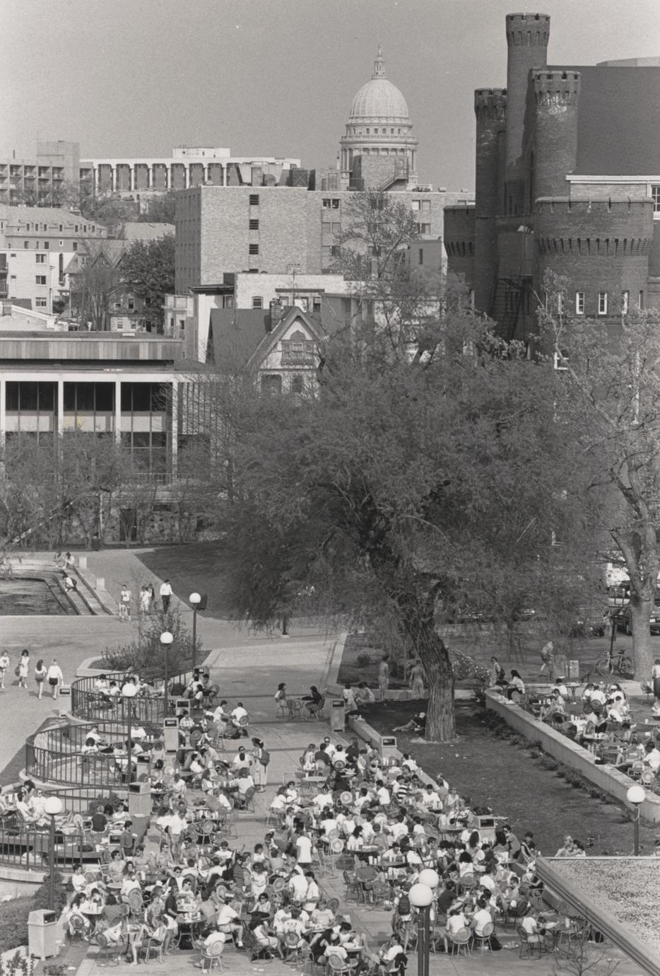 Aerial view of stadium and Fieldhouse - UWDC - UW-Madison Libraries