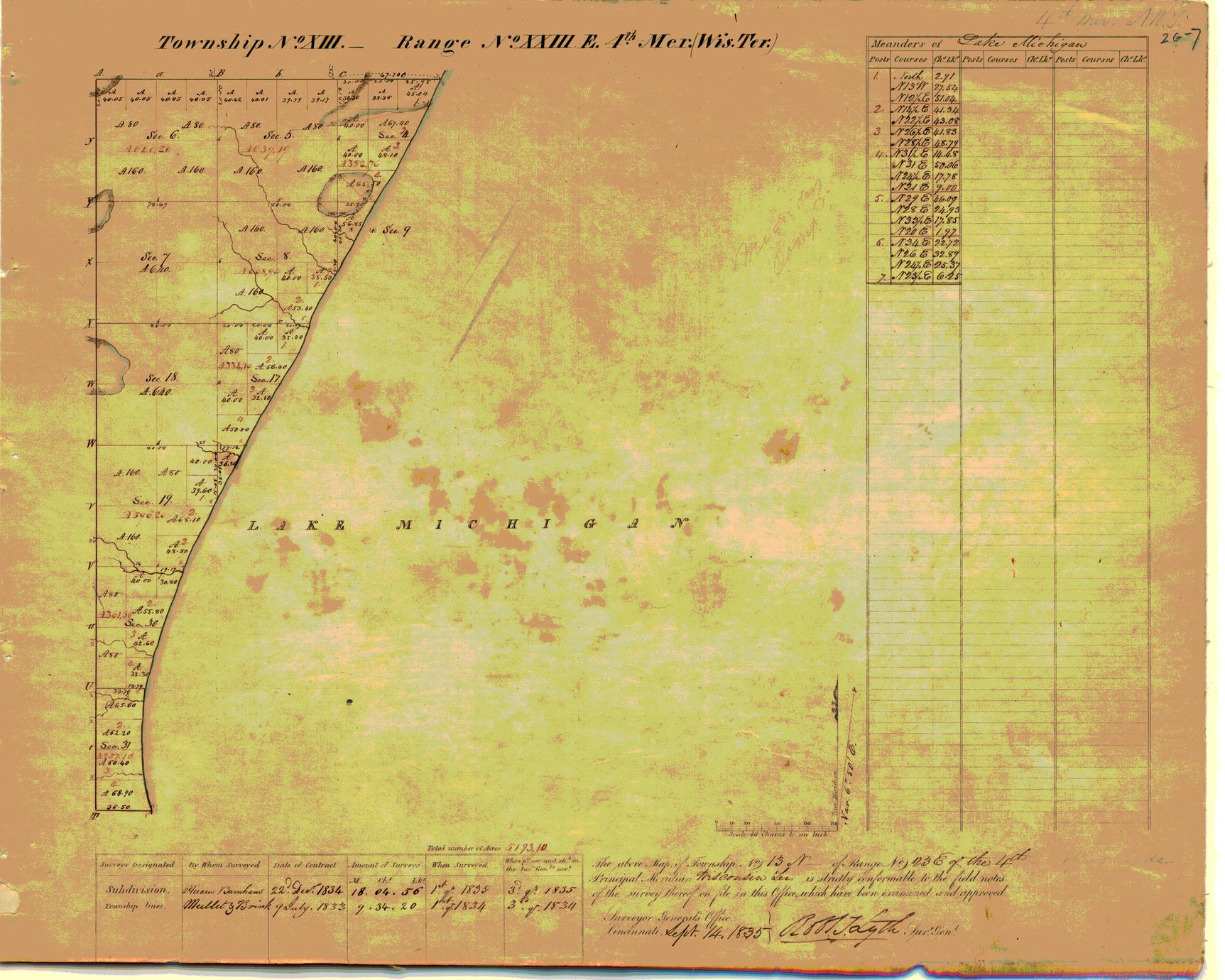 [Public Land Survey System map: Wisconsin Township 13 North, Range 23 East]