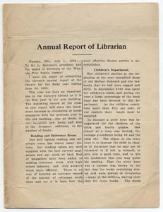 Annual report of Librarian of the Wausau Free Public Library 1908