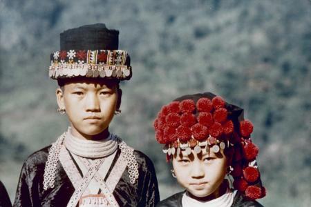 Two White Hmong girls in Houa Khong Province
