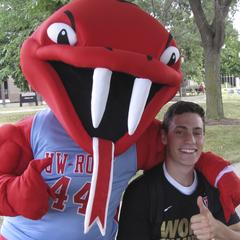 Dan Swales, Rocky the Rattler, Welcome day, Janesville, 2015