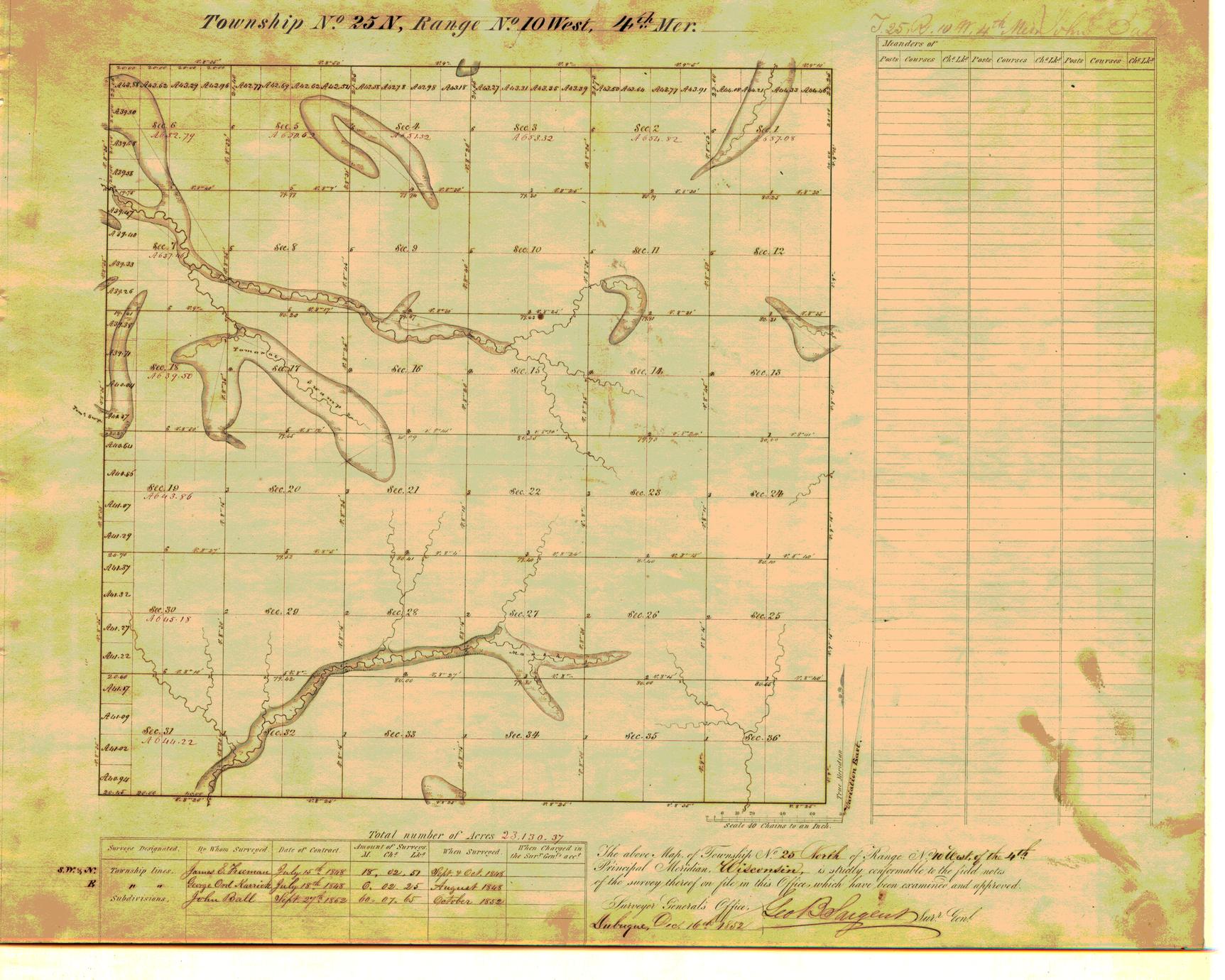[Public Land Survey System map: Wisconsin Township 25 North, Range 10 West]