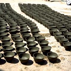 Pottery Drying in the Street of Fez Medina