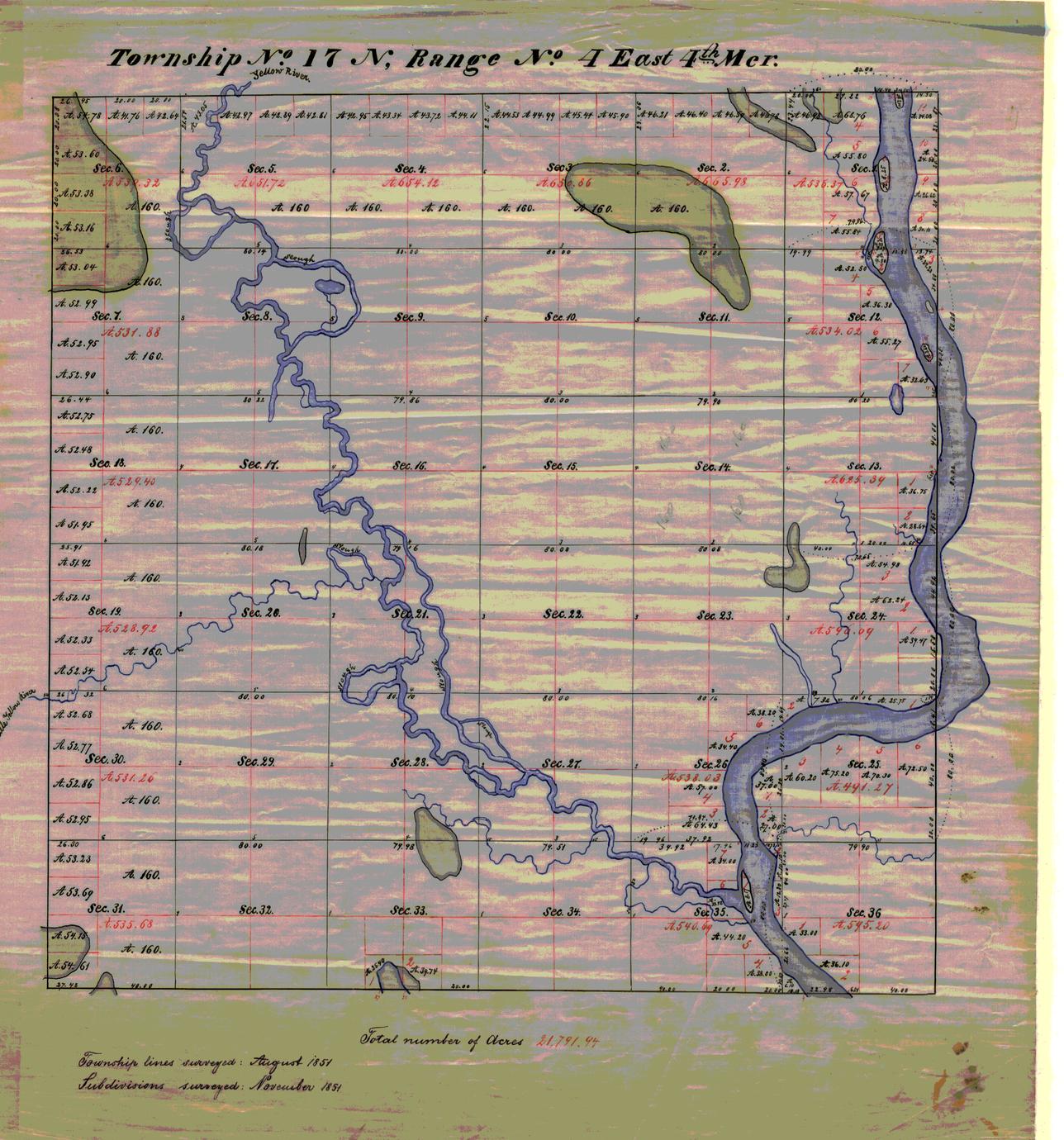 [Public Land Survey System map: Wisconsin Township 17 North, Range 04 East]