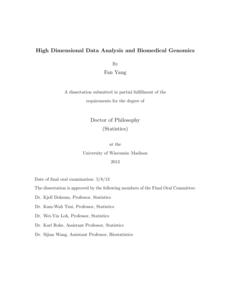 High Dimensional Data Analysis and Biomedical Genomics