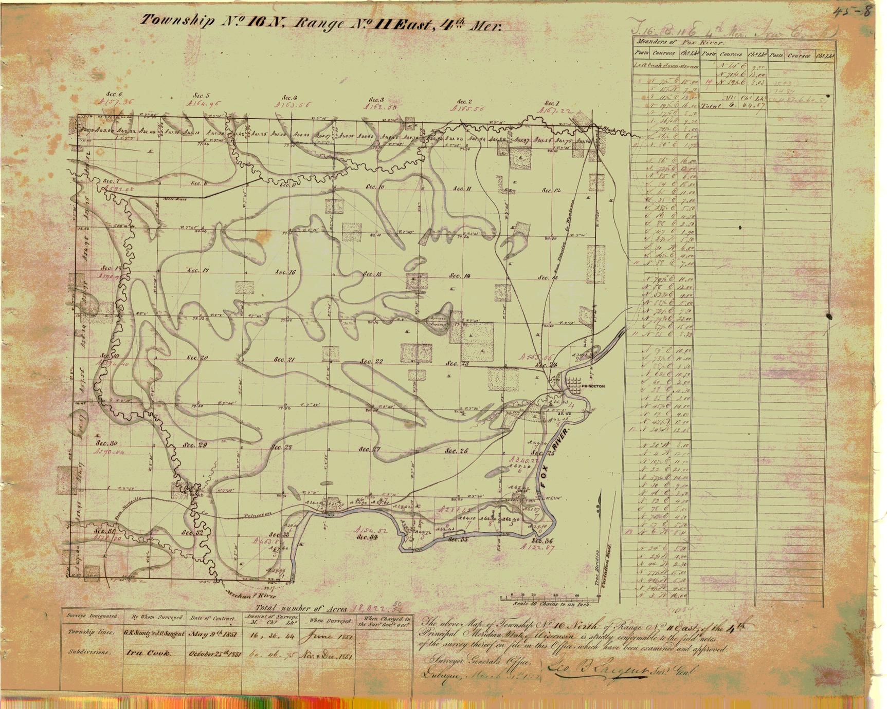 [Public Land Survey System map: Wisconsin Township 16 North, Range 11 East]