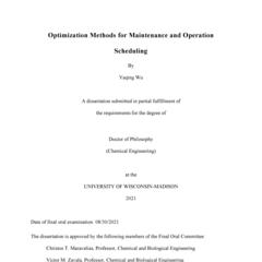 Optimization Methods for Maintenance and Operation Scheduling