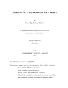 Essays on Social Interactions in Rural Mexico