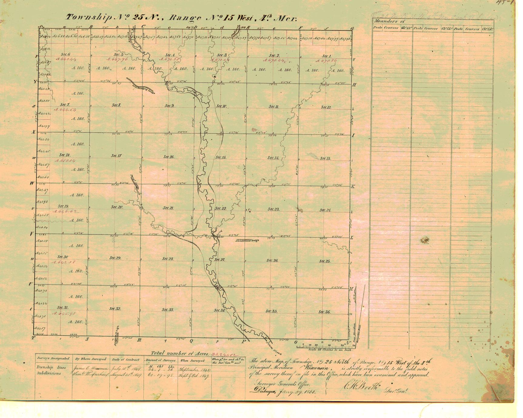 [Public Land Survey System map: Wisconsin Township 25 North, Range 15 West]
