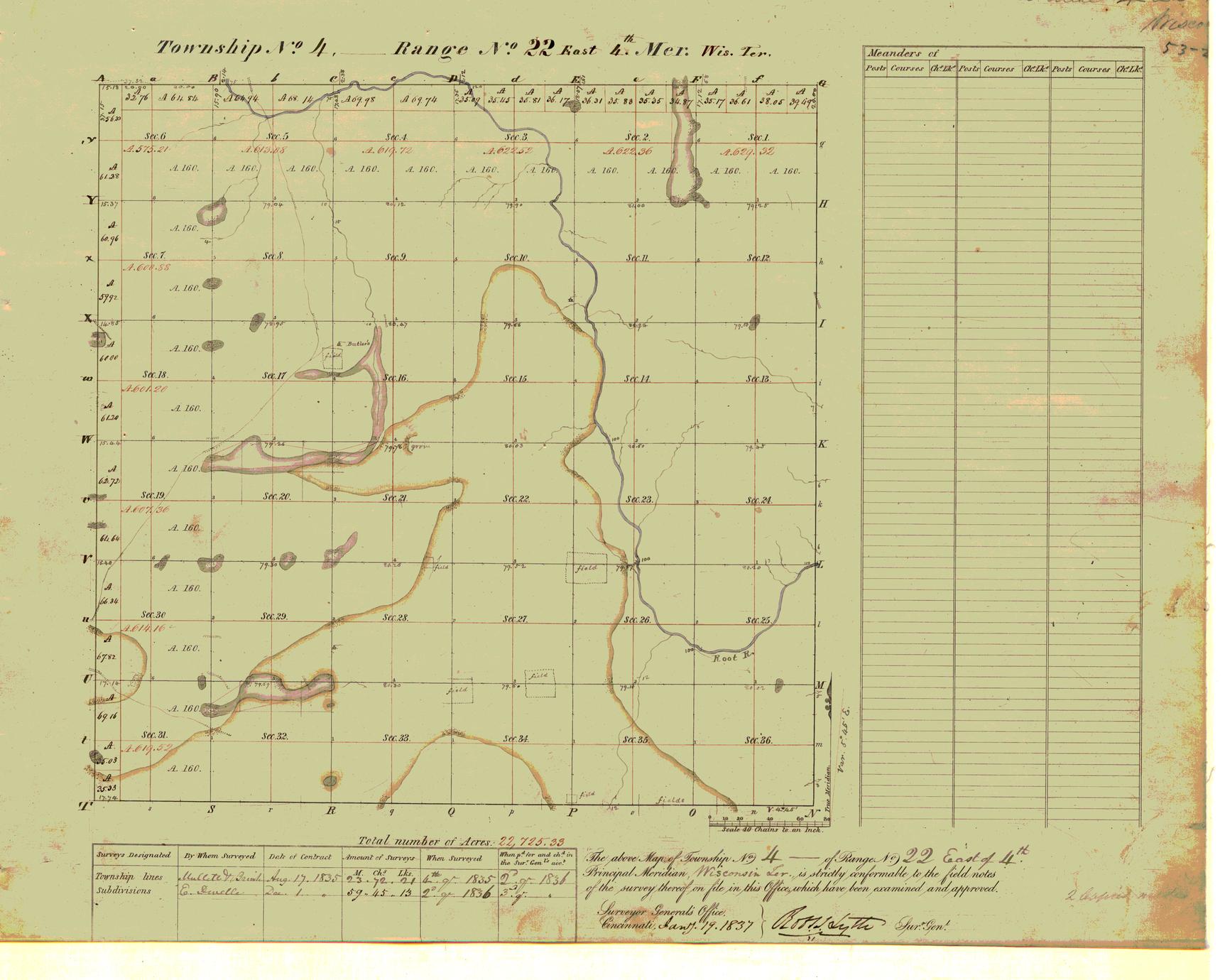 [Public Land Survey System map: Wisconsin Township 04 North, Range 22 East]