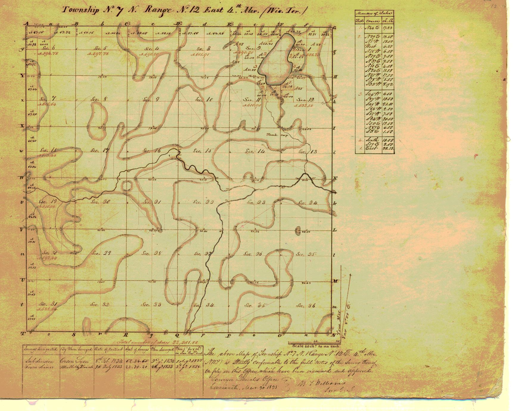 [Public Land Survey System map: Wisconsin Township 07 North, Range 12 East]