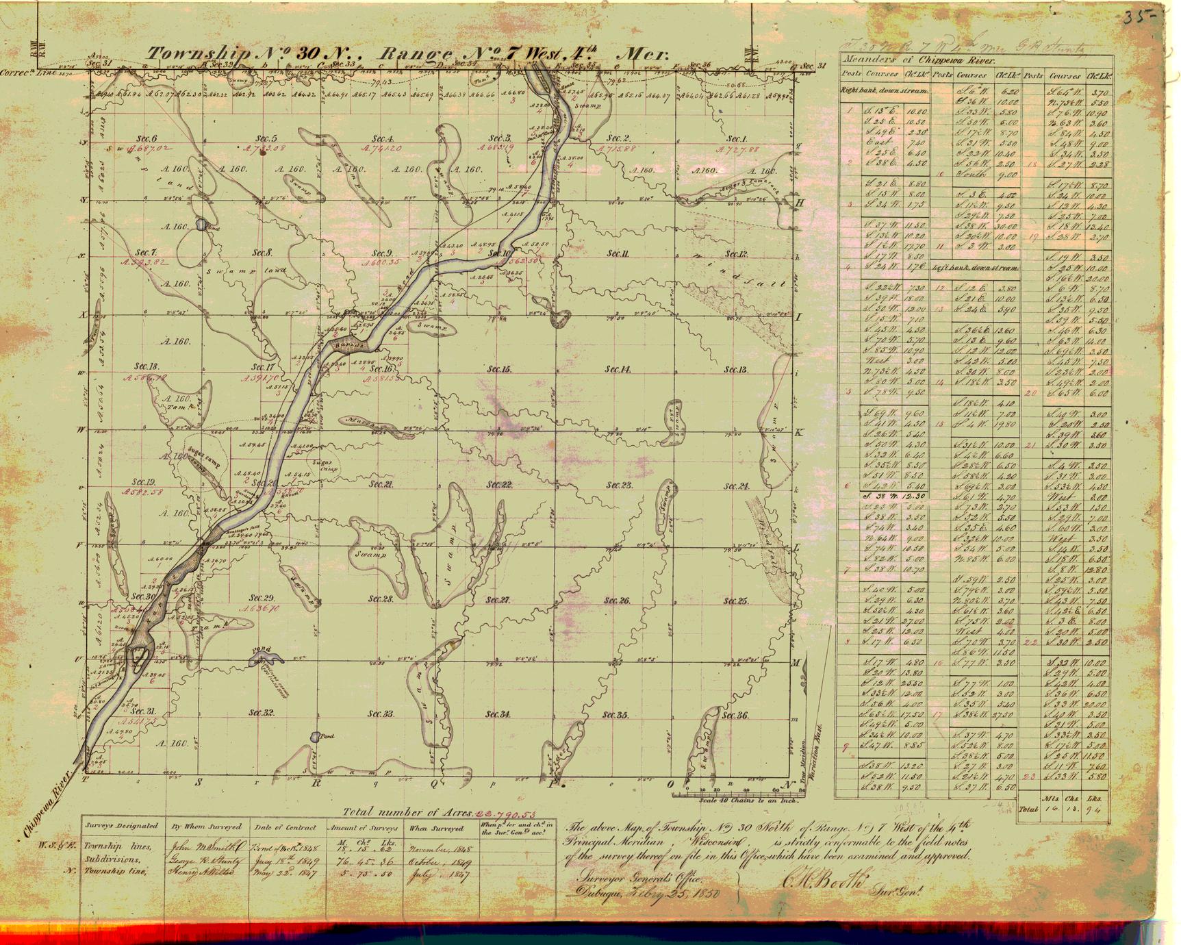 [Public Land Survey System map: Wisconsin Township 30 North, Range 07 West]