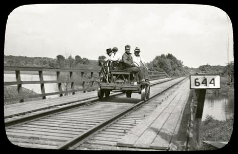 Fox River bridge - section crew on speeder