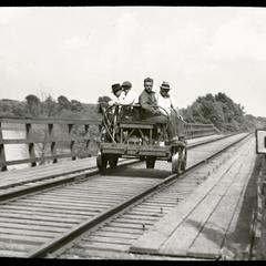 Fox River bridge - section crew on speeder