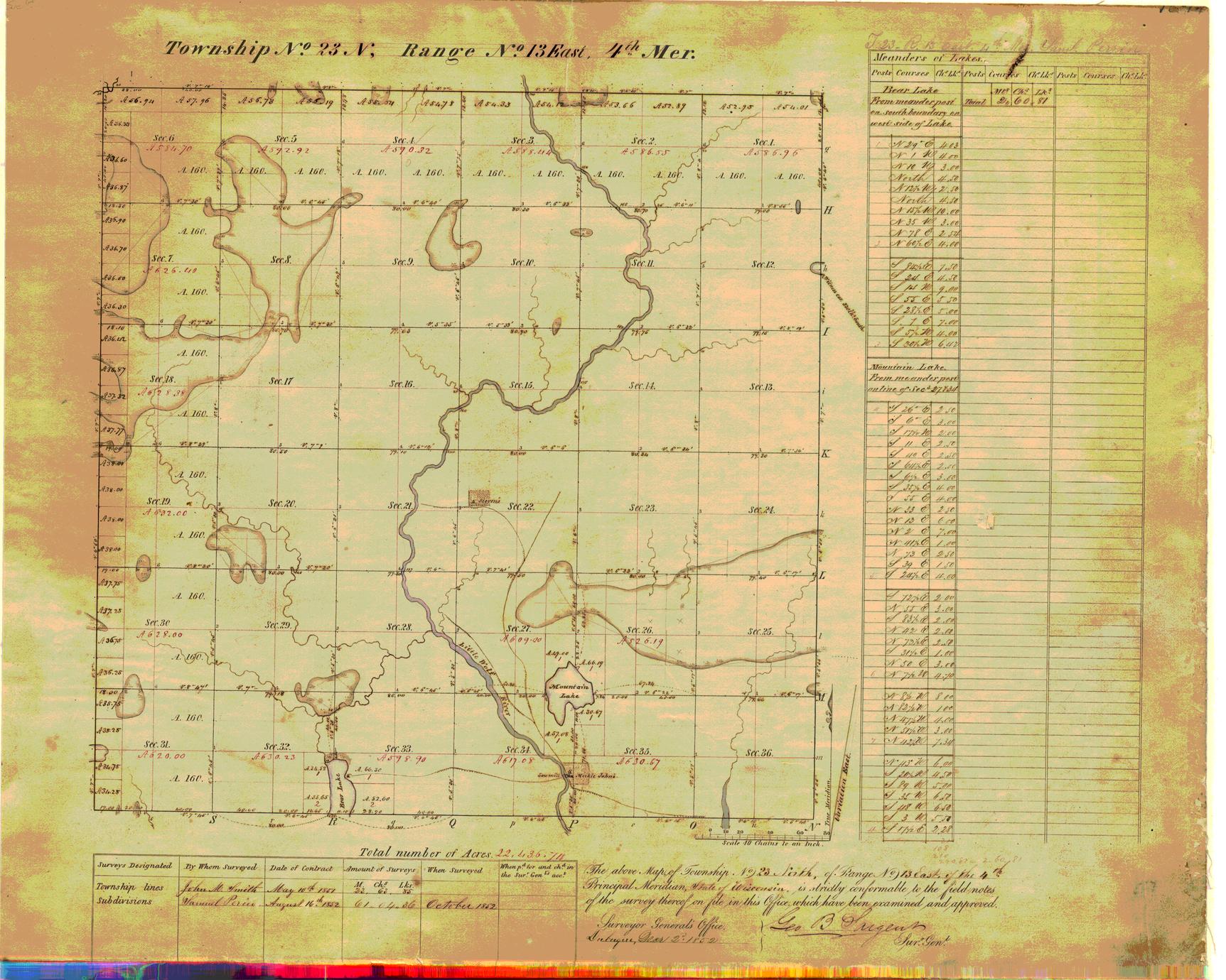 [Public Land Survey System map: Wisconsin Township 23 North, Range 13 East]