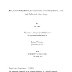 First-generation College Students, Academic Libraries, and Social Reproduction: A Case study of a University Library System