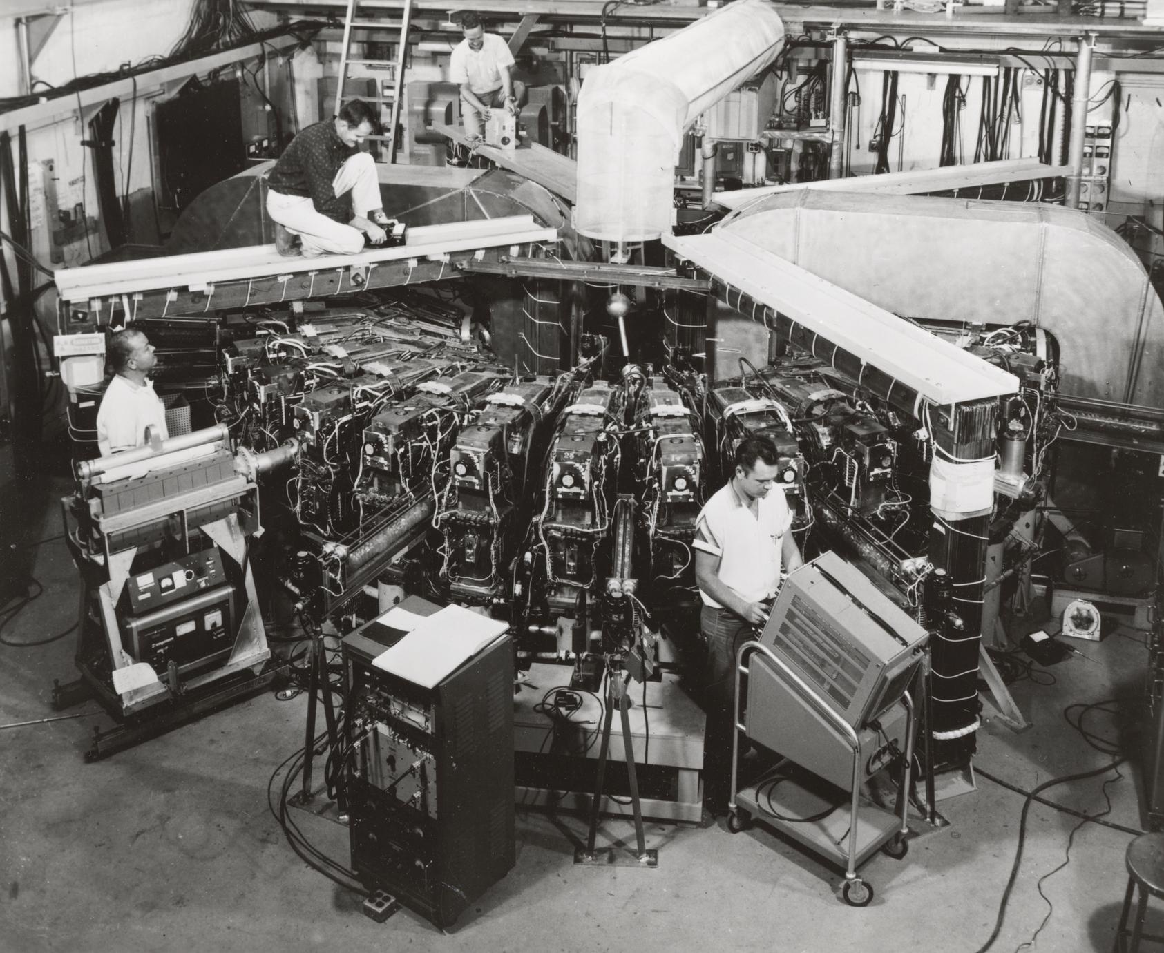 MURA researchers working on the 50MeV machine