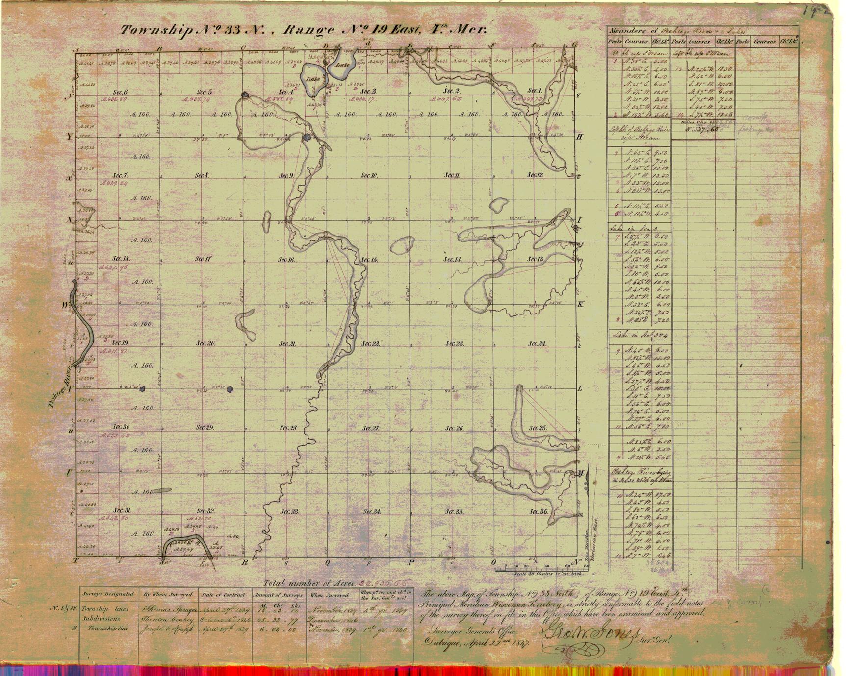 [Public Land Survey System map: Wisconsin Township 33 North, Range 19 East]