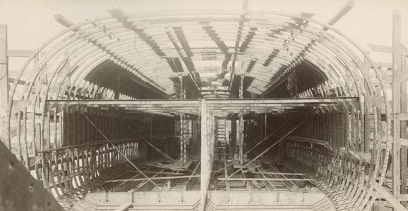 Interior of whaleback under construction