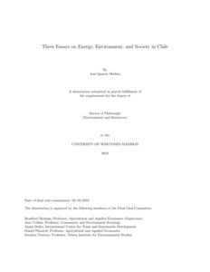 Three Essays on Energy, Environment, and Society in Chile