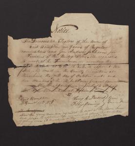 Notice from Henry H. Parsons and Felix Dominy to Mrs. Abel K. Conkling, 1828