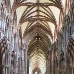 Lichfield Cathedral interior nave view from the west