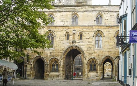 Lincoln Cathedral exterior Exchequer Gate