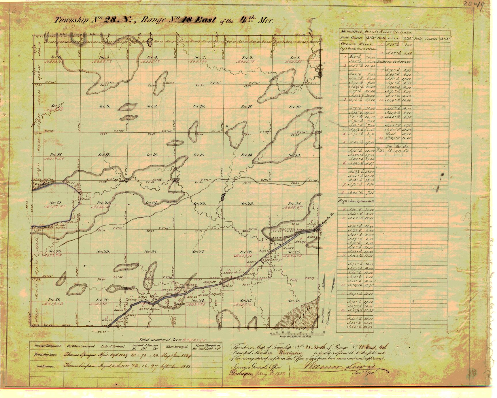 [Public Land Survey System map: Wisconsin Township 28 North, Range 18 East]