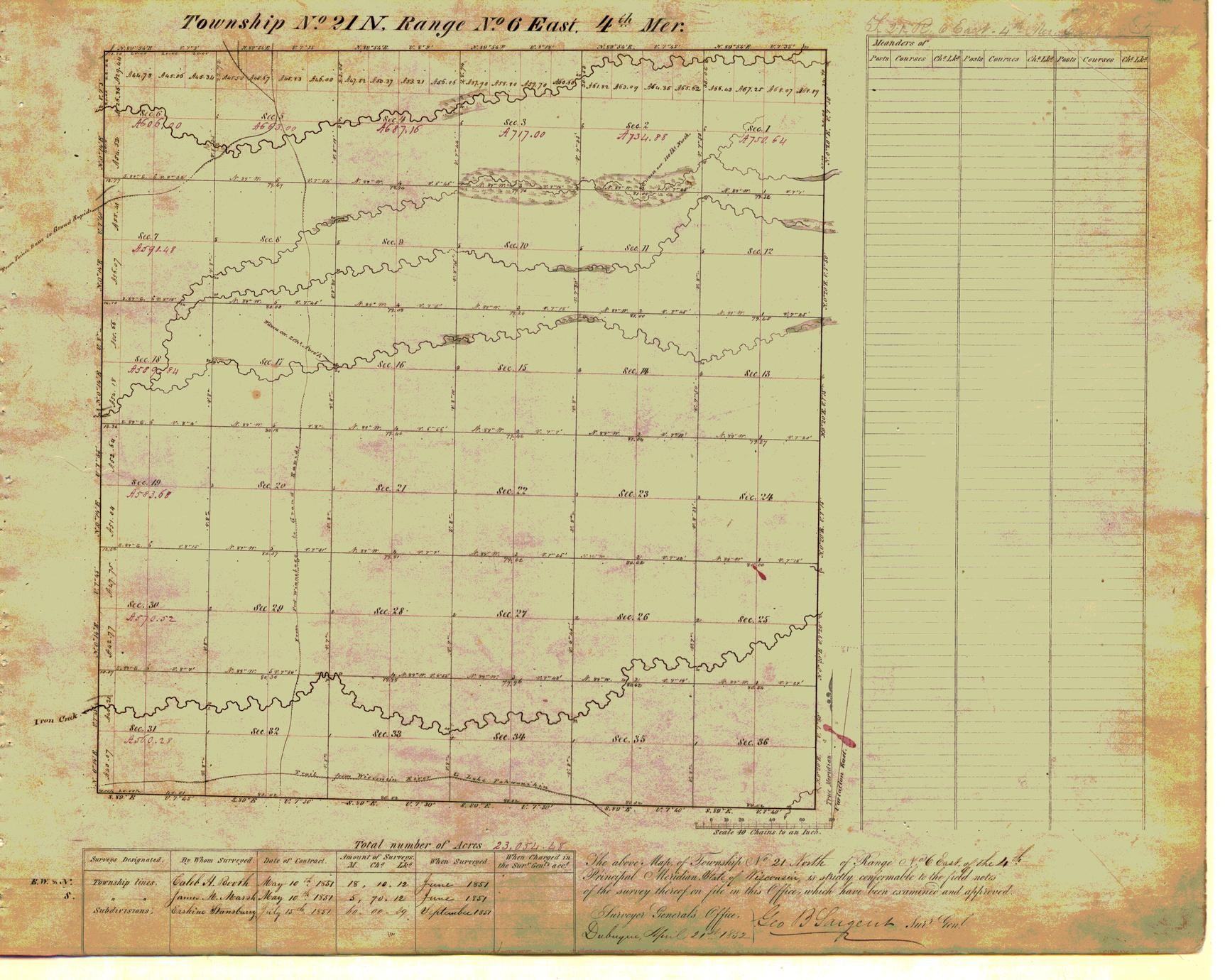 [Public Land Survey System map: Wisconsin Township 21 North, Range 06 East]